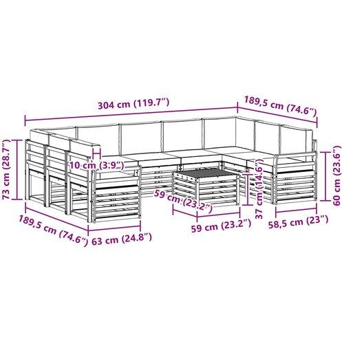  Set vanjskih sofa 10 kom. Prirodna i bež Slike