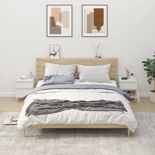 VidaXL Noćni ormarići 2 kom visoki sjaj bijeli 40x35x50 cm Slike