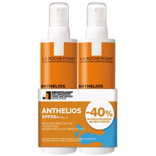 LAROCHE-POSAY La Roche-Posay ANTHELIOS Nevidljivi sprej za za&scaron;titu od sunca za osetljivu kožu SPF50+, 200 ml+200 ml Cene