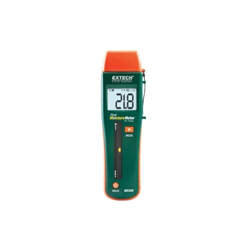 Extech MO260 merilnik vlažnosti materialov Merilno območje vlage v zgradbah (območje) 0 do 99.9 % vol Merilno območje vlage lesa (območje) 0 do 99.9 %, (20634130) Slike