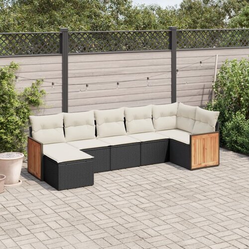  7-dijelni set vrtnih sofa od poliratana s jastucima crni Cijene