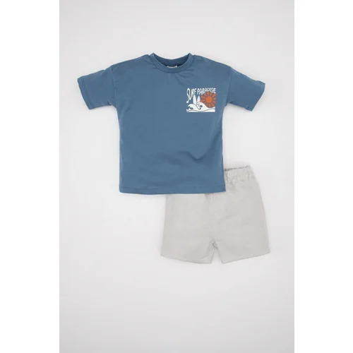 Defacto Baby Boy Printed Short Sleeve T-Shirt Shorts 2-Piece Set