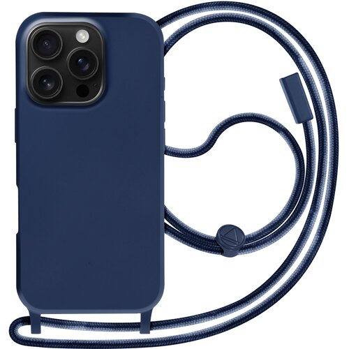AVIZAR Ovitek za iPhone 16 Pro Max Soft Touch z vrvico za okoli vratu, Modra noč, (5000190598) Cene