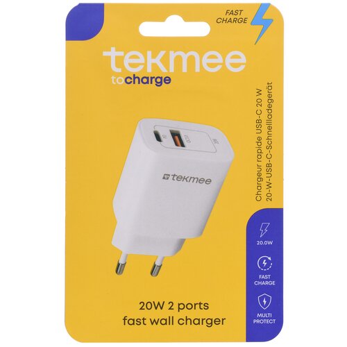 TEKMEE punjač zidni 20W, 2 porta type-c + usb - brzo punjenje Cijene