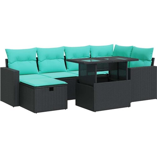 VidaXL 7-dijelni set vrtnih sofa poliratan i bagrem s jastucima sivi Slike