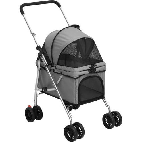  Sklopiva kolica za pse siva 76 x 50 x 100 cm od tkanine Oxford Cijene