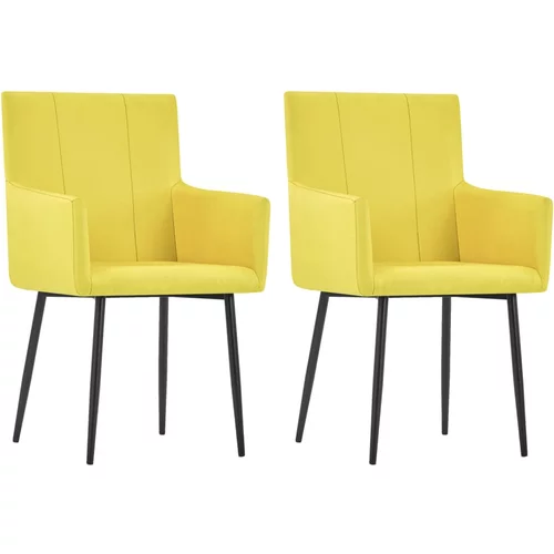 vidaXL Jedilni stoli z naslonjali za roke 2 kosa rumeno blago, (20700031)
