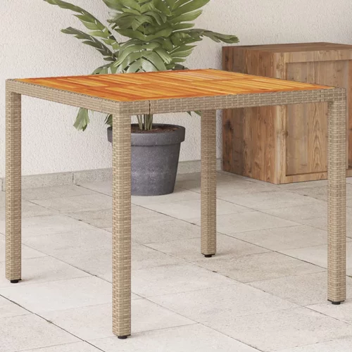  Vrtni stol bež 90 x 90 x 75 cm od poliratana i bagremovog drva