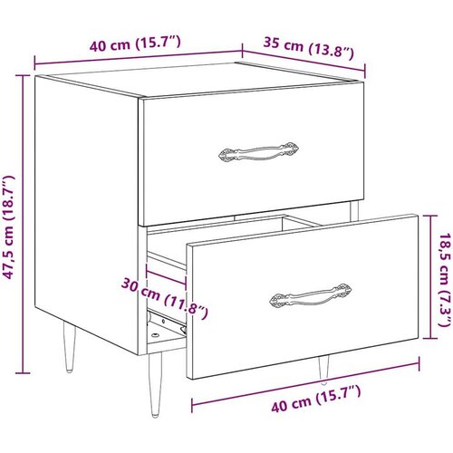  Noćni ormar s ladicama 2 pcs Staro drvo 40 x 35 x 47.5 cm Slike