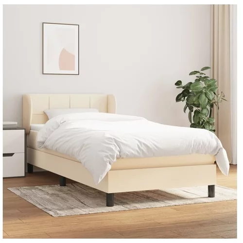 Den Box spring postelja z vzmetnico krem 100x200 cm blago