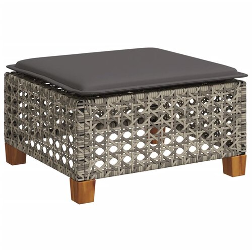  Vrtni tabure s jastukom sivi 63,5x56x32 cm od poliratana Slike