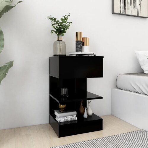 VidaXL noćni ormarić crni 40 x 35 x 65 cm od iverice Slike