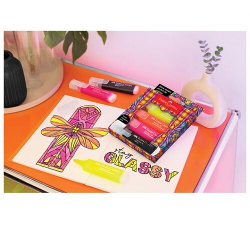 Faber-Castell 1-5MM 46 GLASSY SUPERFLUORESCENT KART.KUTIJA FABER CASTELL 254693/4BOJE BLISTER Slike
