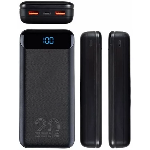 Rivacase zunanja baterija powerbank 20.000 mah va2580 quick charge / pd 20w z lcd-jem črn