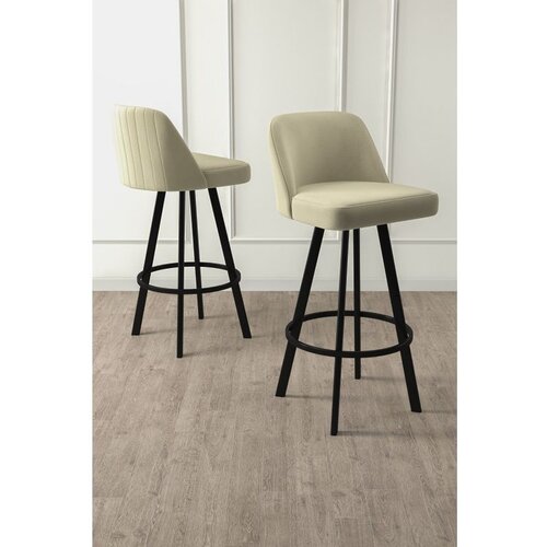 Hanah home Atex - Cream, Black CreamBlack Bar Stool Set (4 Pieces) Cene