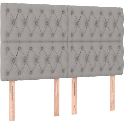 Maison Chic Posteljno vzglavje - Vzglavna omarica 4 kosa svetlo siv 72x7x78/88 cm blago, (22077381) Slike
