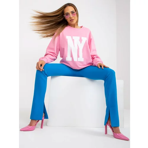 Fashion Hunters Women's pink sweatshirt with a cotton print