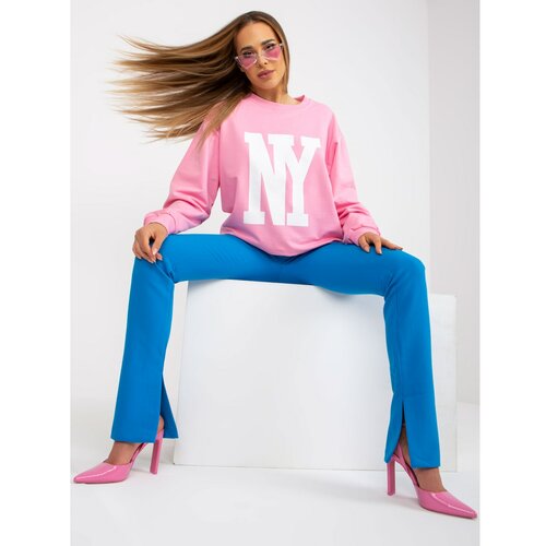Fashion Hunters Women's pink sweatshirt with a cotton print Slike