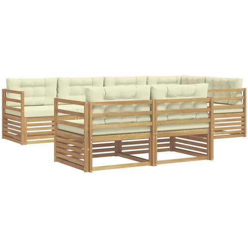 vidaXL Zunanja garnitura za sedenje 7 pcs Bela in krem Poliester, (5000281272) Cene