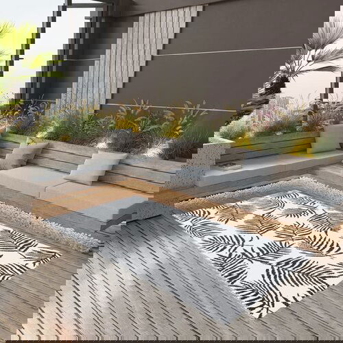 VidaXL Zunanja preproga bela in črna 160x230 cm PP Slike