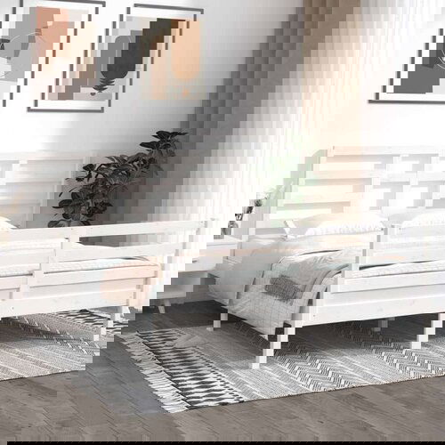 Posteljni okvir bel iz trdnega lesa 160x200 cm, (20643180) Slike