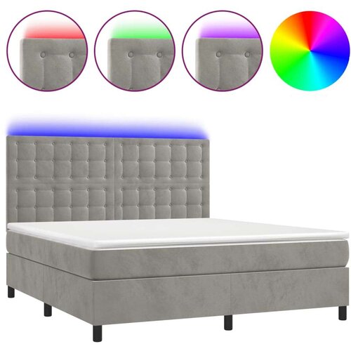  Box spring s madracem LED svjetlosivi 180x200 cm bar&amp;scaron;un Slike
