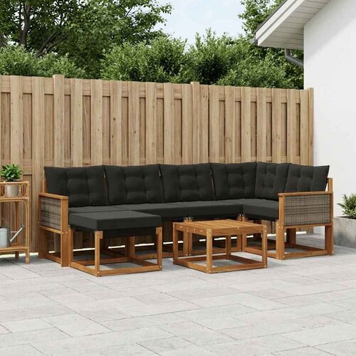  Set vanjskih sofa 7 kom. Prirodna i crna Cijene