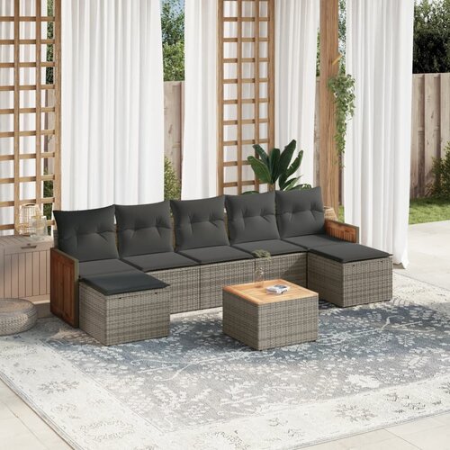 vidaXL 8-dijelni set vrtnih sofa od poliratana s jastucima sivi Cijene