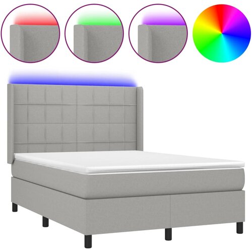 Maison Chic Box spring postelja - Vzmetna postelja z vzmetnico LED sv. siva 140x200 cm blago SL9273, (21905373) Cene