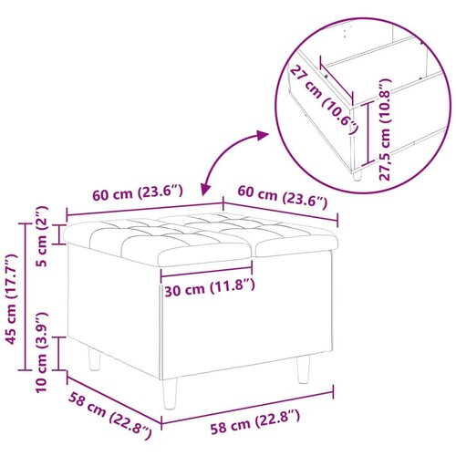  Otoman za pohranu s jastukom Crna 60 x 60 x 45 cm Bar&amp;scaron;un - Crna 60 cm Bar&amp;scaron;un Slike