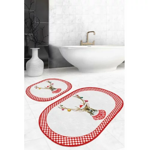 Mila Home Crveno-bijele tekstilne kupaonske prostirke u setu 2 60x100 cm -