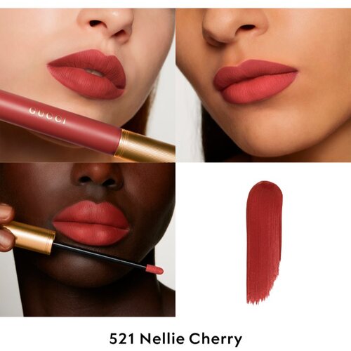 Gucci Beauty Rouge &amp;agrave; L&amp;egrave;vres Matte Lipstick mat tekući ruž za usne nijansa 521 Nellie Cherry 6.5 ml Slike