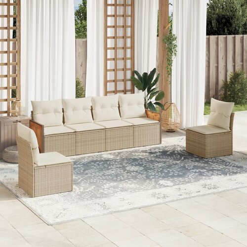 VidaXL 6-dijelni set vrtnih sofa s jastucima bež od poliratana Slike