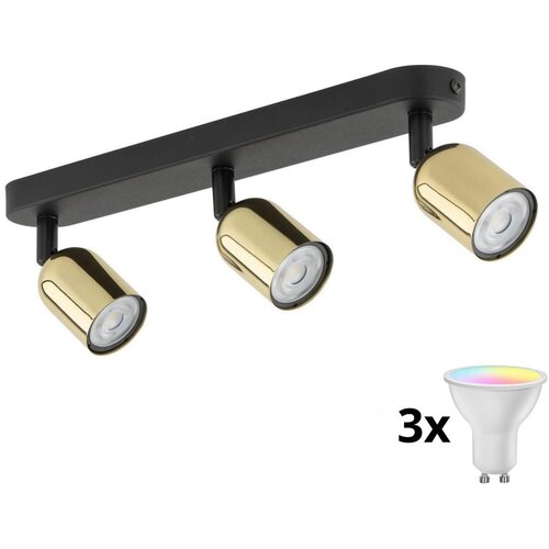  LED RGBW prigu&amp;scaron;iva spot svetiljka TOP 3xGU10/6,5W/230V 2700-6500K crna/zlatna Slike