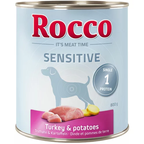 Rocco 20 + 4 gratis! Sensitive mokra pasja hrana 24 x 800 g - Puran & krompir