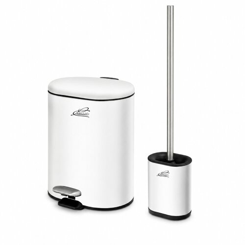 Inter Ceramic kupatilska kanta 6 l i WC četka siva Slike
