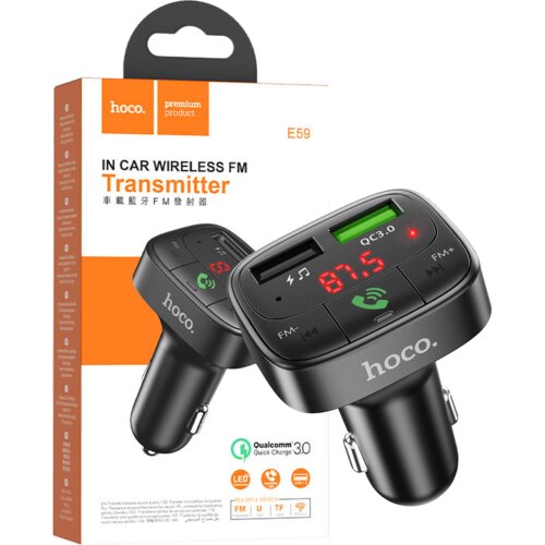 hoco. FM modulator, Bluetooth, 12/24V, 2 x USB, microSD, PD 18W - E59 Promise Cene