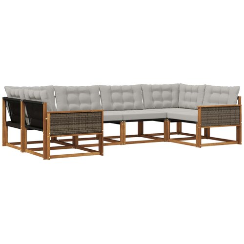vidaXL Zunanja garnitura za sedenje 6 pcs Naravna in svetlo siva, (5000279907) Cene