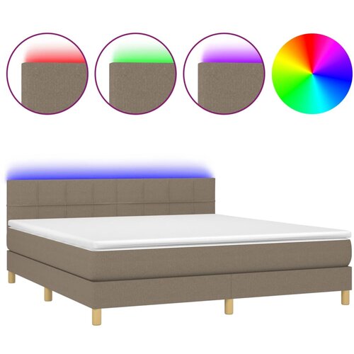 VidaXL Box spring postelja z vzmetnico LED taupe 160x200 cm blago, (20930553) Slike