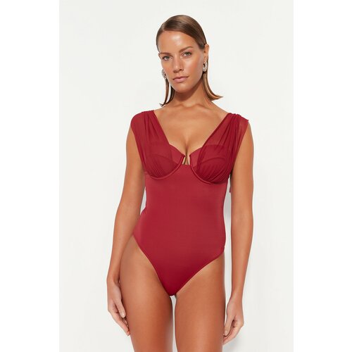 Trendyol swimsuit - Burgundy - Plain Slike