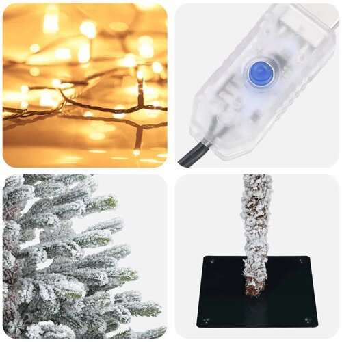  Umjetno božićno drvce s kuglicom 180 cm 300 LED lampica - Zelena i bijela 180 cm s LED-ima i crnim lopticama Slike