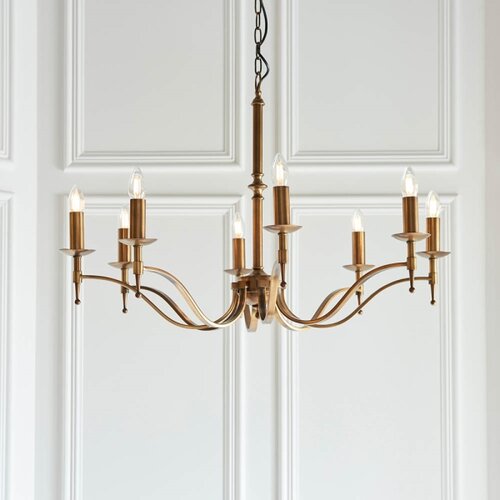 Endon 63629 - Luster na lancu STANFORD 8xE14/40W/230V mesing/bež Slike