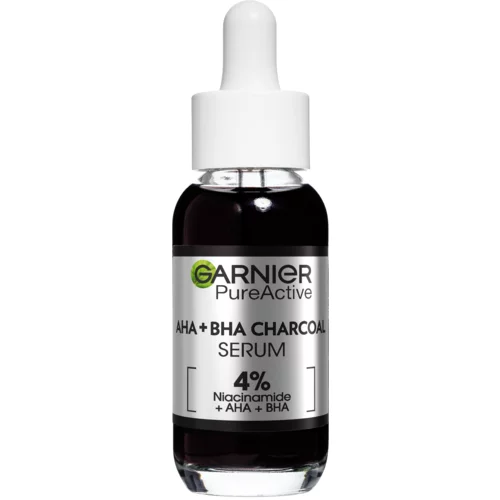 Garnier serum za obraz - 4% AHA + BHA & Niacinamide Charcoal Face Serum