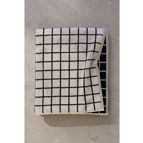 Jotex Crni/bež pamučan ručnik 90x150 cm Grid &amp;ndash; Slike