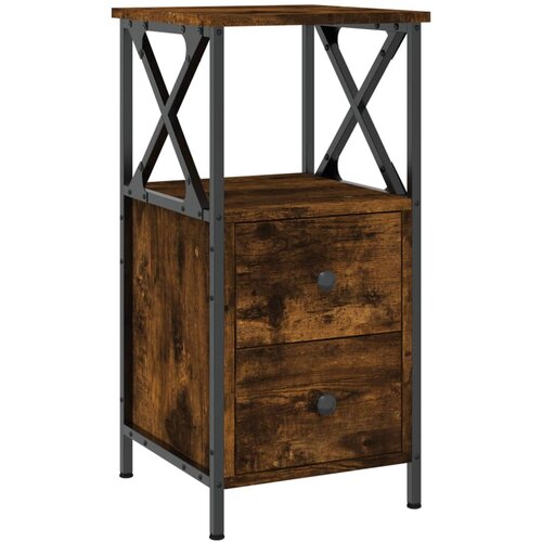 Maison Chic Nočna omarica - Nočna miza dimljeni hrast 34x35,5x70 cm inženirski les, (21687021) Slike