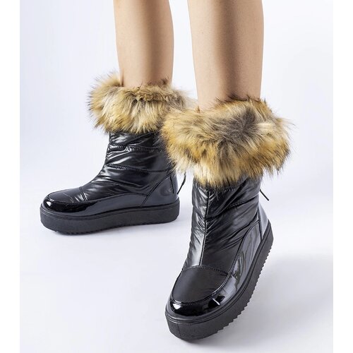 Gemre Black snow boots with decorative fur Igne Cene