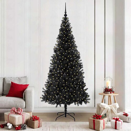  Božićno drvce s 300 LED svjetlima s stalakom Crna 210 cm PVC Cene