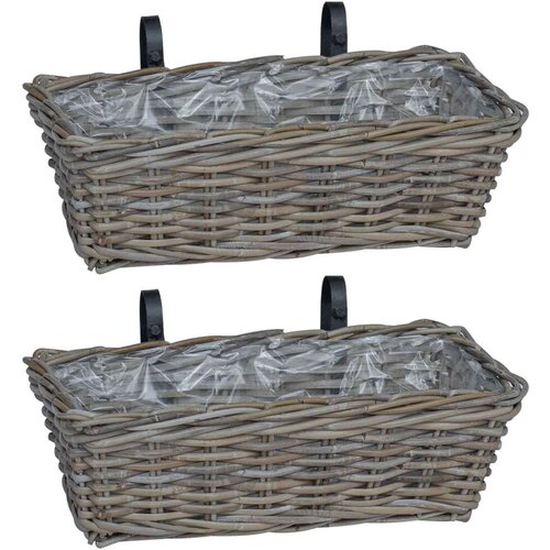  Viseća Ko&amp;scaron;ara za Saksije 2 pcs Siva 48 x 22 x 15 cm Lacak Ratan Slike