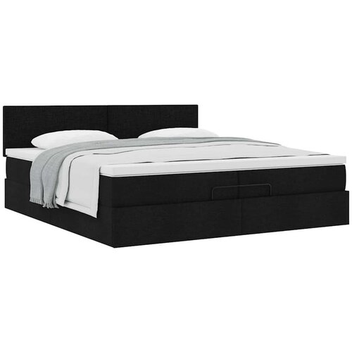 VidaXL Otomanski krevet s madracem crni 200x200 cm od tkanine Slike