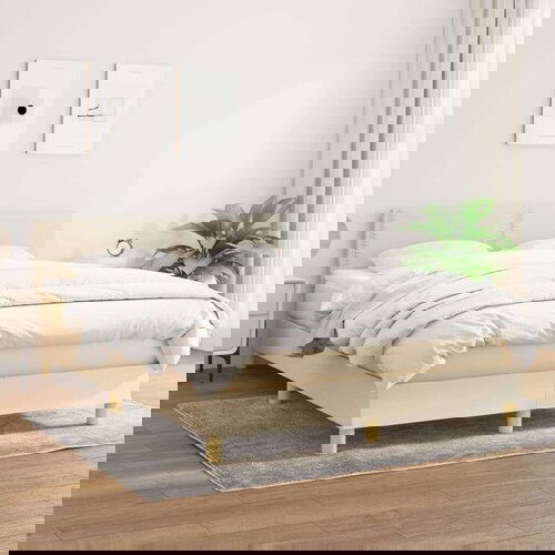  Krevet s oprugama i madracem krem 140x200 cm od tkanine Slike